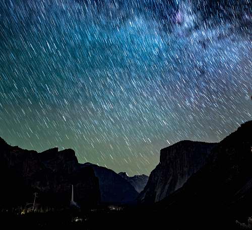 night silhouette of mountains under night sky with stars astronomy